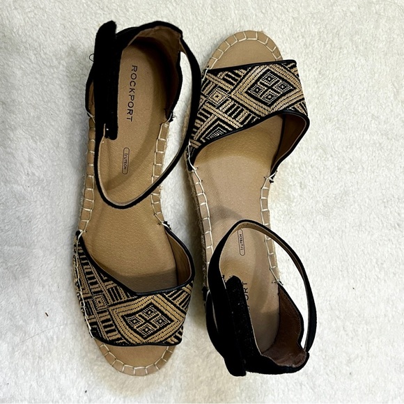 Rockport Marah Espadrille Geometric Print Wedge Sandals - Size 10 - Picture 11 of 14